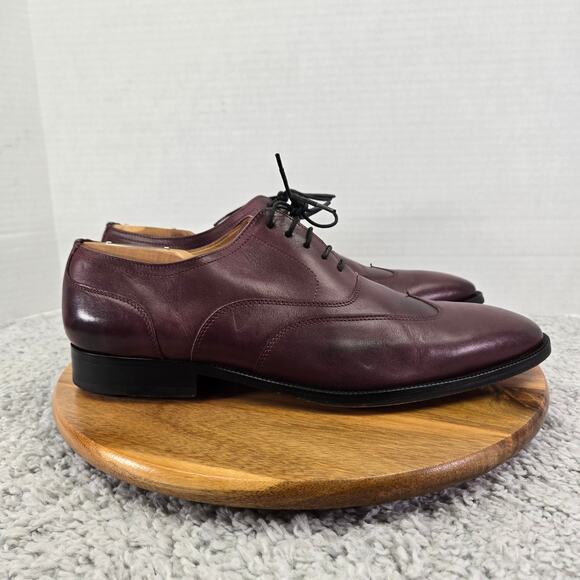 3DM Mens 11 Burgundy Maroon Leather Business Office Wingtip Oxford Dress Shoe main image 12